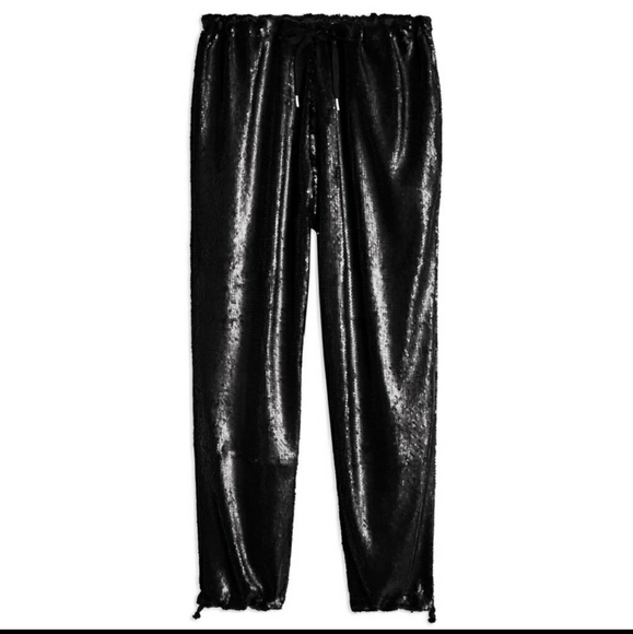 Topshop Sequin Tie Waist Jogger Sweatpants NWT - Picture 3 of 7